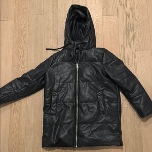 Zara Black Puffer Jacket with Stand-Up Collar